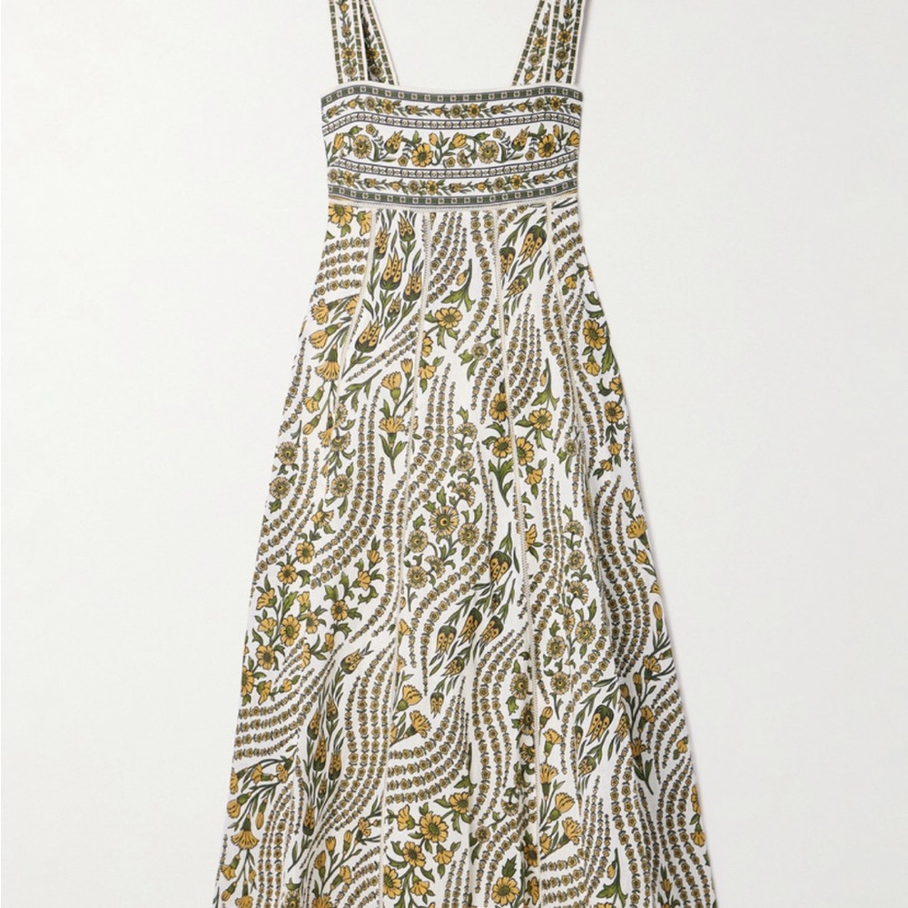 Veronica Beard White and Yellow Floral Midi Dress